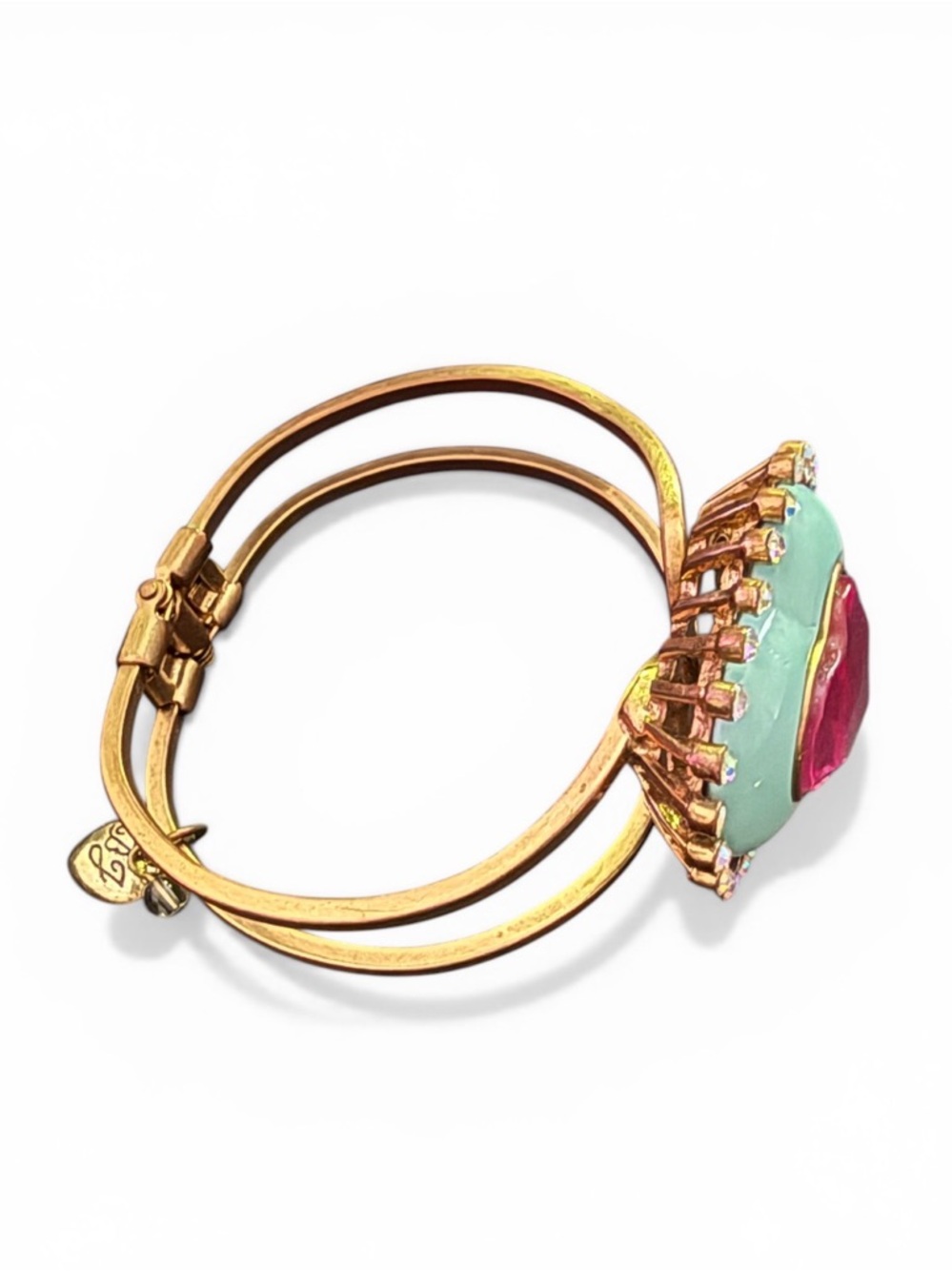 Betsey Johnson Candyland Bracelet with Turquoise Heart and Pink Crystal Center - Picture 6 of 6